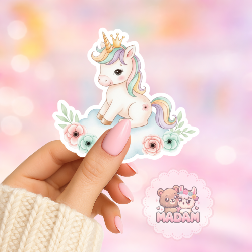 Naklejka foliowa jednorożec na chmurce pastelowy MaDam Creative