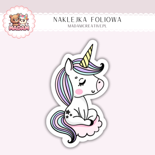 Naklejka foliowa jednorożec na chmurce MaDam Creative