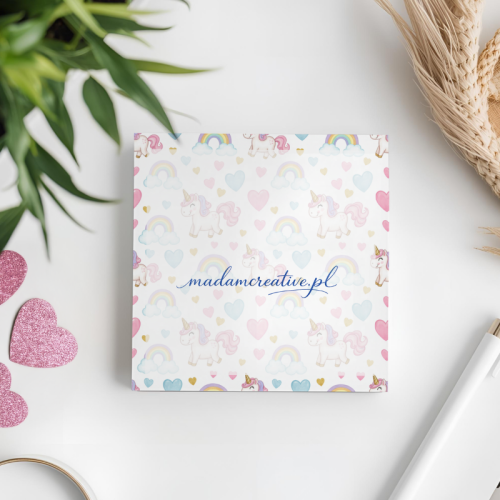 Karteczki do notowania 7,5x7,5 cm 50 szt Uroczy Jednorożec 2 MaDam Creative (2).png