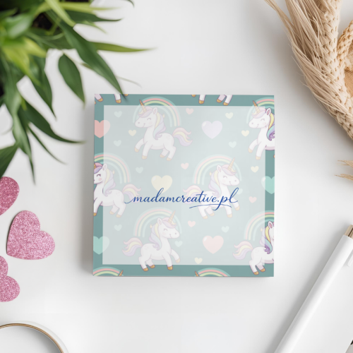 Karteczki do notowania 7,5x7,5 cm 50 szt Uroczy Jednorożec MaDam Creative (2).png