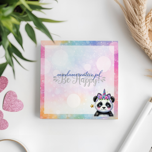 Karteczki do notowania 7,5x7,5 cm 50 szt panda jednorożec Be Happy MaDam Creative