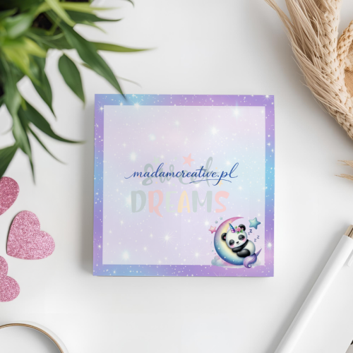 Karteczki do notowania 7,5x7,5 cm 50 szt panda Sweet Dreams księżyc MaDam Creative (2).png
