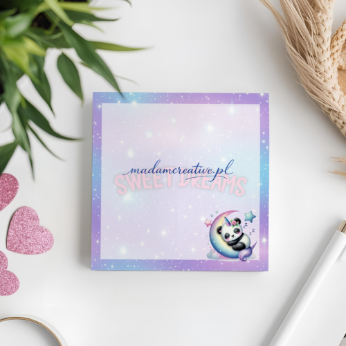 Karteczki do notowania 7,5x7,5 cm 50 szt Panda Sweet Dreams Księżyc MaDam Creative (2).png