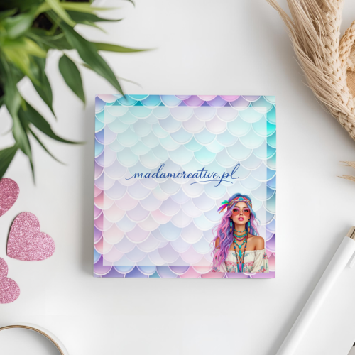 Karteczki do notowania 7,5x7,5 cm 50 szt Dziewczyna Boho Różowe Włosy MaDam Creative (2).png