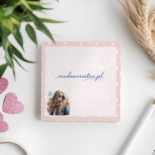Karteczki do notowania 7,5x7,5 cm 50 szt Styl Boho Dziewczyna z Kwiatami MaDam Creative (2).png