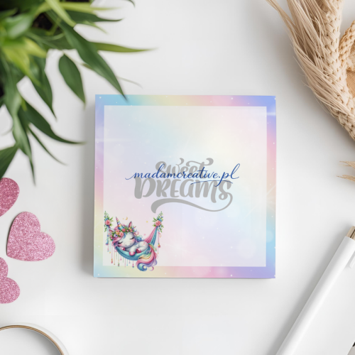 Karteczki do notowania 7,5x7,5 cm 50 szt Sweet Dreams Jednorożec Tęczowy MaDam Creative (2).png
