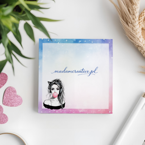 Karteczki do notowania 7,5x7,5 cm 50 szt Dziewczyna z Gumą Pastelowy Styl MaDam Creative (2).png