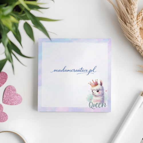 Karteczki do notowania 7,5x7,5 cm 50 szt Lama Queen Korona Pastelowa MaDam Creative (2).png