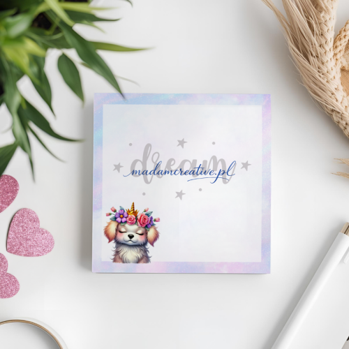 Karteczki do notowania 7,5x7,5 cm 50 szt Pies Dream Kwiatowa Korona MaDam Creative (2).png