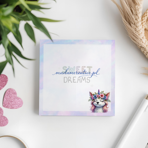 Karteczki do notowania 7,5x7,5 cm 50 szt Sweet Dreams Piesek z Kwiatami MaDam Creative (2).png