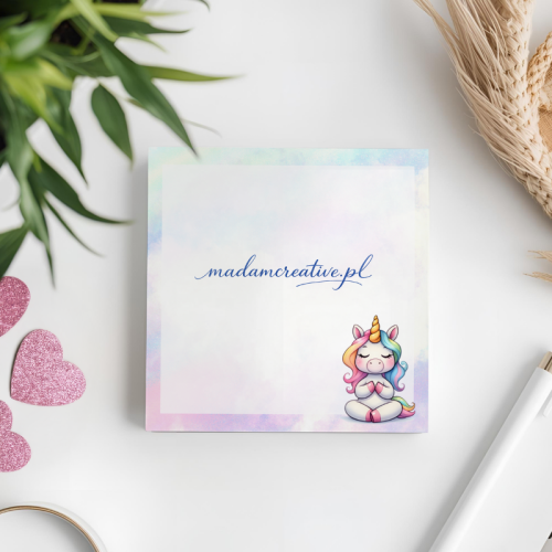 Karteczki do notowania 7,5x7,5 cm 50 szt Jednorożec Medytujący Pastelowy MaDam Creative (2).png