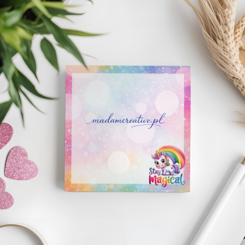 Karteczki do notowania 7,5x7,5 cm 50 szt Stay Magical Jednorożec Tęcza MaDam Creative (2).png