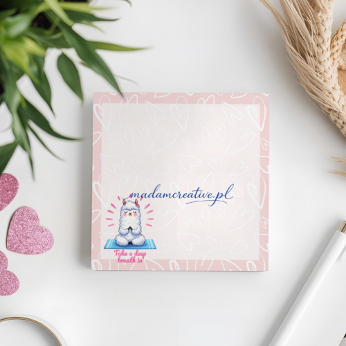 Karteczki do notowania 7,5x7,5 cm 50 szt Lama Yoga Take a Deep Breath MaDam Creative (2).png