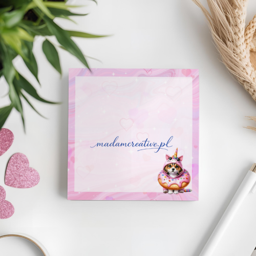 Karteczki do notowania 7,5x7,5 cm 50 szt Piesek w Donucie Jednorożec MaDam Creative (2).png