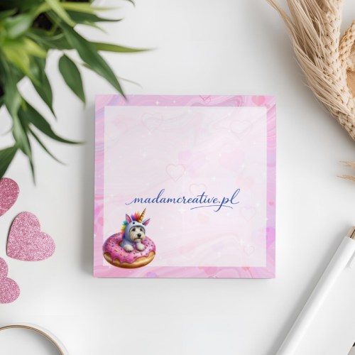 Karteczki do notowania 7,5x7,5 cm 50 szt Piesek Jednorożec Donut Różowy 2 MaDam Creative (2).png