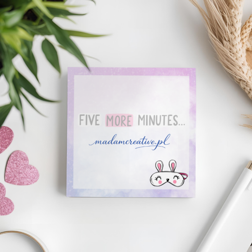 Karteczki do notowania 7,5x7,5 cm 50 szt Królik Five More Minutes MaDam Creative (2).png