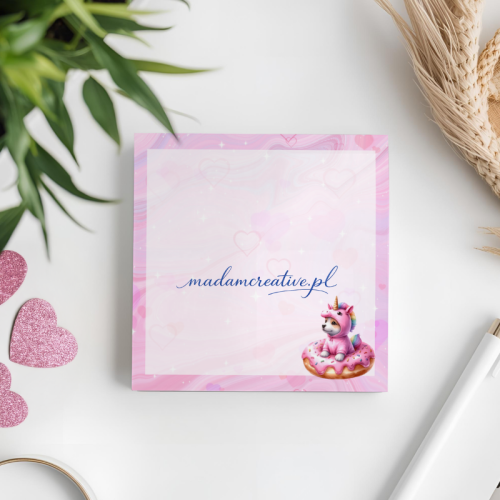 Karteczki do notowania 7,5x7,5 cm 50 szt Pies Jednorożec Pastelowy Donut MaDam Creative (2).png