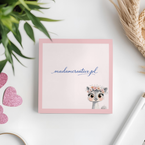 Karteczki do notowania 7,5x7,5 cm 50 szt Lama w Wianku Pastelowy Styl MaDam Creative (2).png