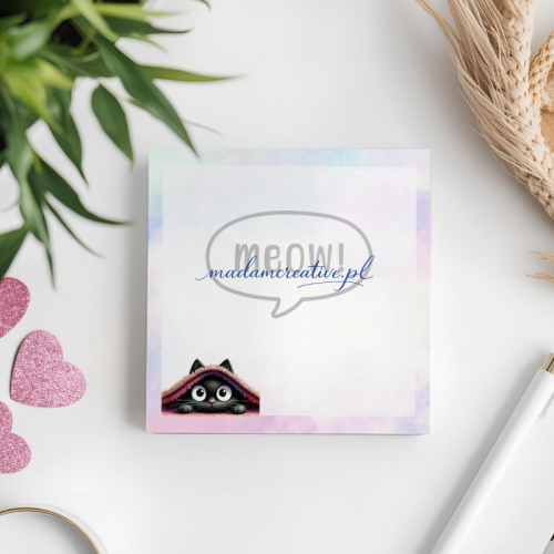 Karteczki do notowania 7,5x7,5 cm 50 szt Czarny Kot Meow Kocyk MaDam Creative (2).png