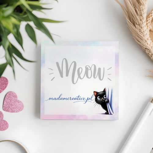 Karteczki do notowania 7,5x7,5 cm 50 szt Kot Meow za Zasłoną MaDam Creative (2).png