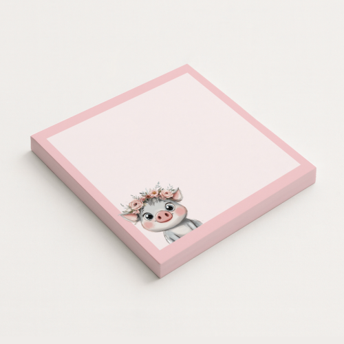 5906040417554 Karteczki do notowania 7,5x7,5 cm 50 szt Świnka w Wianku Kwiatowym MaDam Creative.png