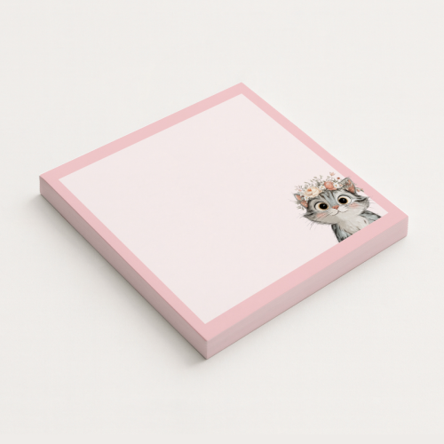 5906040417547 Karteczki do notowania 7,5x7,5 cm 50 szt Kot w Wianku Pastelowy Róż MaDam Creative.png