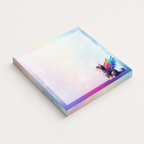 5906040417493 Karteczki do notowania 7,5x7,5 cm 50 szt Kot Tęczowe Skrzydła Pastelowy MaDam Creative.png