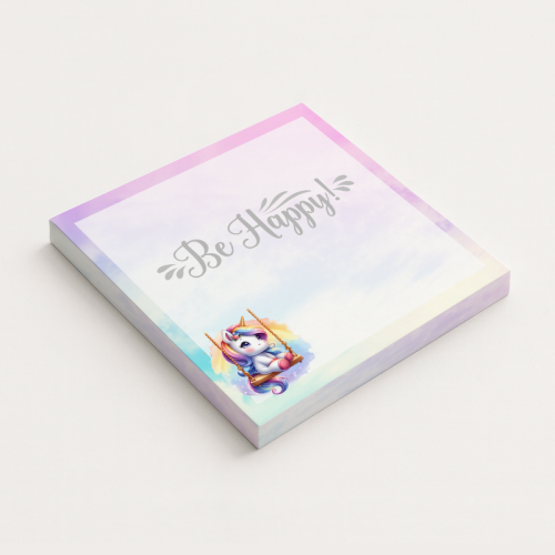 5906040417127 Karteczki do notowania 7,5x7,5 cm 50 szt Be Happy Jednorożec na Huśtawce MaDam Creative.png