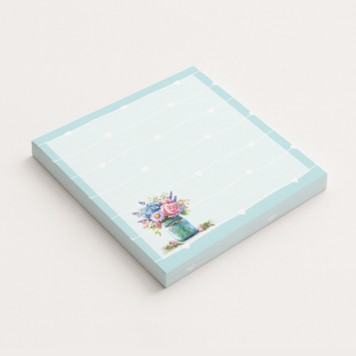 5906040417202 Karteczki do notowania 7,5x7,5 cm 50 szt Bukiet Kwiatów w Słoiku Niebieski MaDam Creative.png