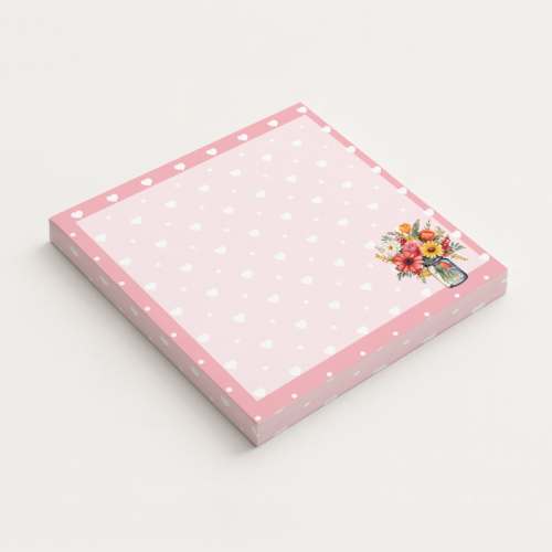 5906040417219 Karteczki do notowania 7,5x7,5 cm 50 szt Kwiaty w Słoiku Różowy Pastelowy MaDam Creative.png