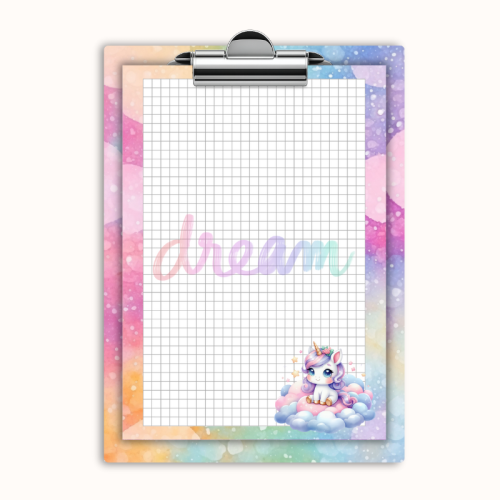Deska z klipem magnetyczna A6 z notesem Jednorożec na Chmurce Pastelowy MaDam Creative