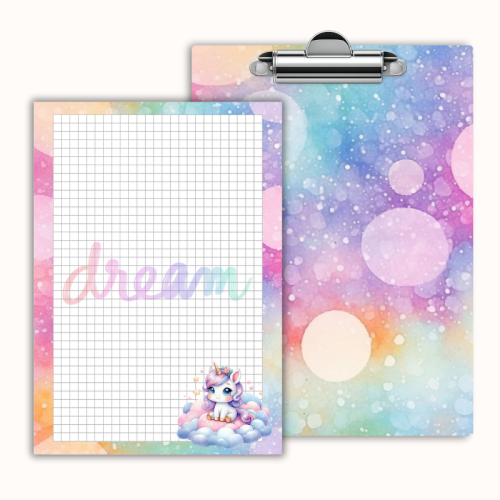 Deska z klipem magnetyczna A6 z notesem Jednorożec na Chmurce Pastelowy MaDam Creative