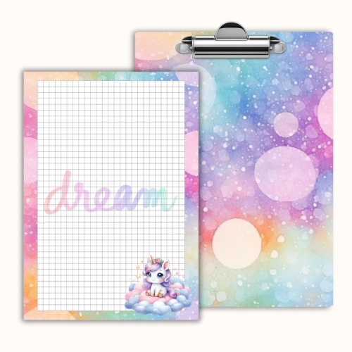 Deska z klipem magnetyczna A6 z notesem Jednorożec na Chmurce Pastelowy MaDam Creative