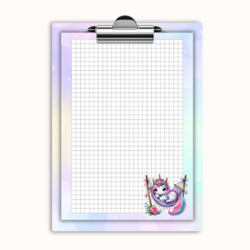 Deska z klipem magnetyczna A6 z notesem Jednorożec w Hamaku Pastelowy MaDam Creative
