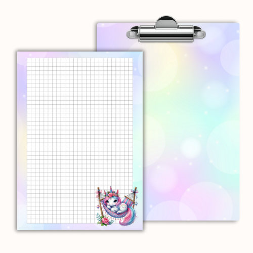 Deska z klipem magnetyczna A6 z notesem Jednorożec w Hamaku Pastelowy MaDam Creative