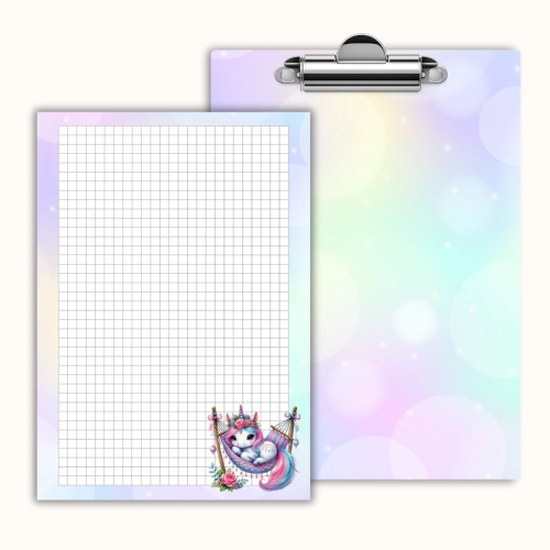 Deska z klipem magnetyczna A6 z notesem Jednorożec w Hamaku Pastelowy MaDam Creative