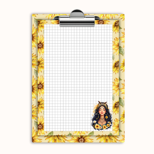 Deska z klipem magnetyczna A6 z notesem Dziewczyna w Słonecznikach Boho MaDam Creative