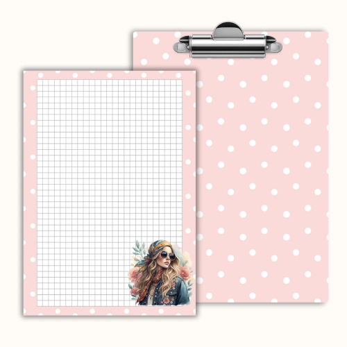 Deska z klipem magnetyczna A6 z notesem Styl Boho Dziewczyna z Kwiatami MaDam Creative