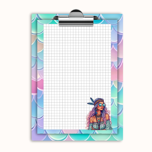 Deska z klipem magnetyczna A6 z notesem Boho Mermaid Dziewczyna w Turkusie MaDam Creative