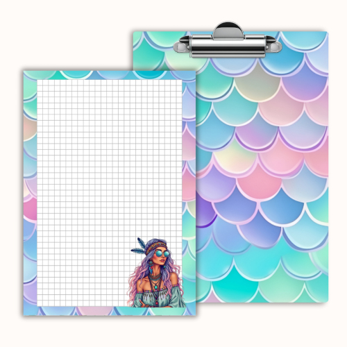 Deska z klipem magnetyczna A6 z notesem Boho Mermaid Dziewczyna w Turkusie MaDam Creative