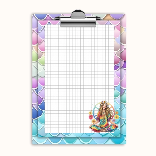 Deska z klipem magnetyczna A6 z notesem Dziewczyna Yoga Mandala Pastelowa MaDam Creative