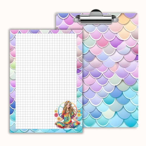 Deska z klipem magnetyczna A6 z notesem Dziewczyna Yoga Mandala Pastelowa MaDam Creative