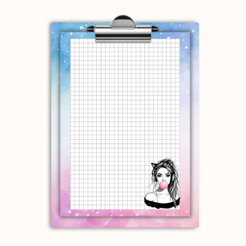 Deska z klipem magnetyczna A6 z notesem Dziewczyna z Gumą Pastelowy Styl MaDam Creative