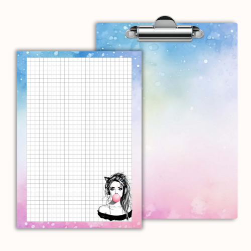 Deska z klipem magnetyczna A6 z notesem Dziewczyna z Gumą Pastelowy Styl MaDam Creative