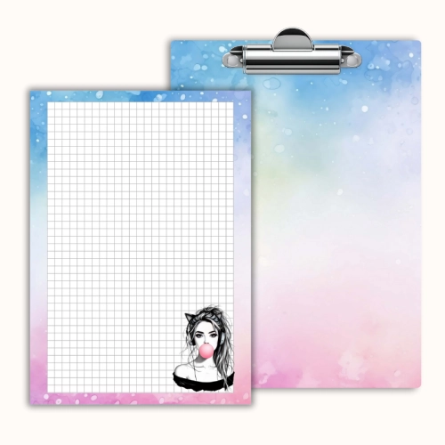 Deska z klipem magnetyczna A6 z notesem Dziewczyna z Gumą Pastelowy Styl MaDam Creative