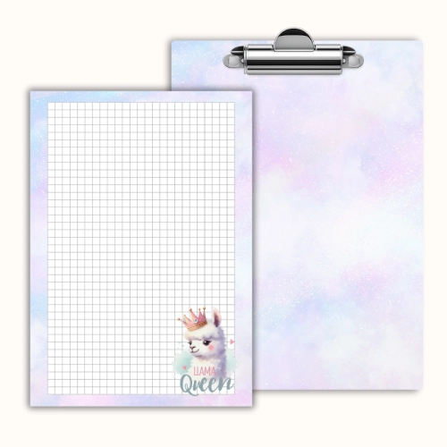 Deska z klipem magnetyczna A6 z notesem Lama Queen Korona Pastelowa MaDam Creative