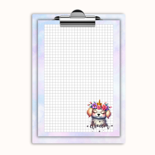 Deska z klipem magnetyczna A6 z notesem Pies Dream Kwiatowa Korona MaDam Creative