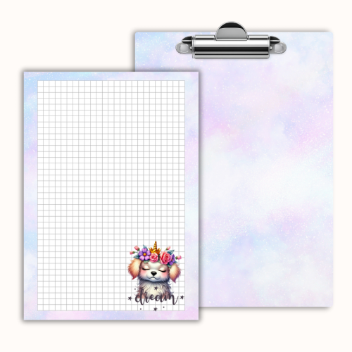 Deska z klipem magnetyczna A6 z notesem Pies Dream Kwiatowa Korona MaDam Creative