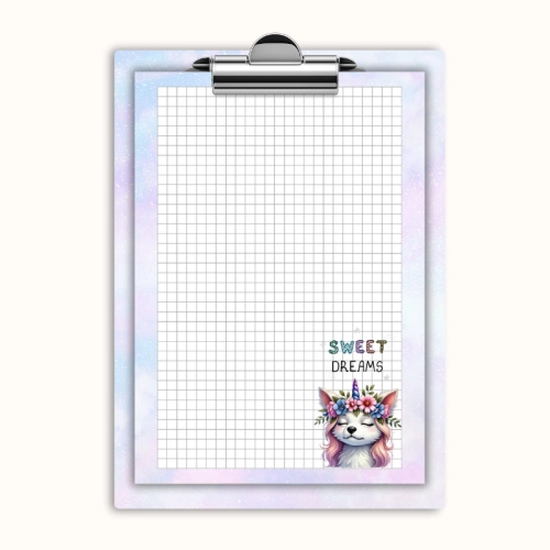 Deska z klipem magnetyczna A6 z notesem Sweet Dreams Piesek z Kwiatami MaDam Creative