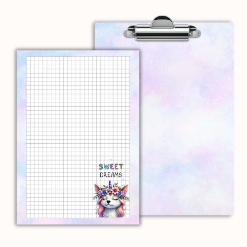 Deska z klipem magnetyczna A6 z notesem Sweet Dreams Piesek z Kwiatami MaDam Creative